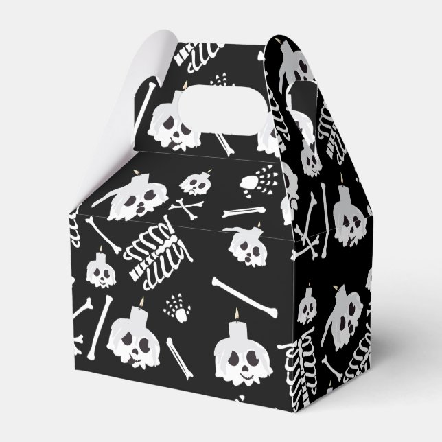 Halloween Skeleton Skull Bones Halloween Party Favor Box (Front Side)