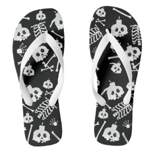 Halloween Skeleton Skull Bones Pattern Flip Flops