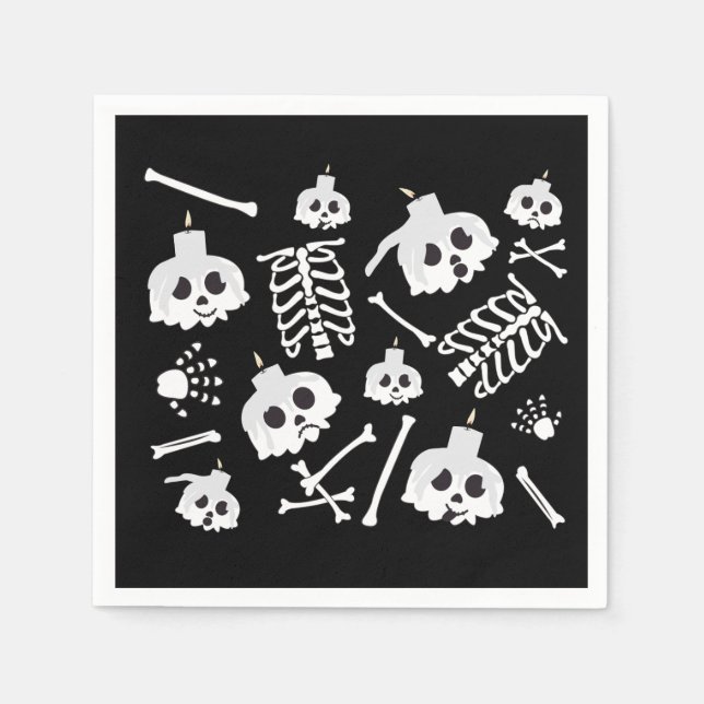 Halloween Skeleton Skull Bones Pattern Napkin (Front)
