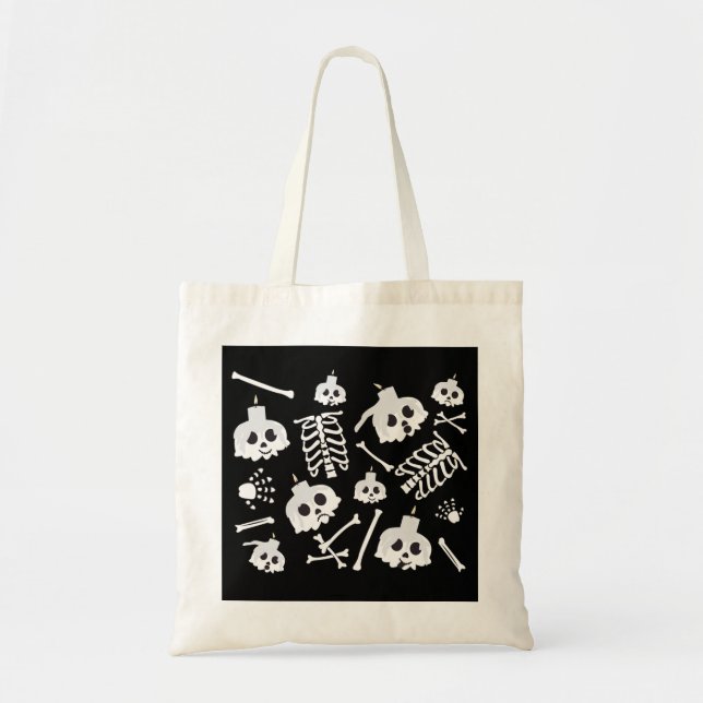 Halloween Skeleton Skull Bones Pattern Tote Bag (Front)
