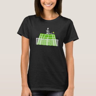Halloween Skeleton Skull Playing Tennis Sport Racq T-Shirt