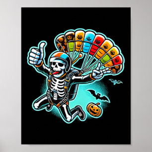 Halloween Skeleton Skydiving  Poster