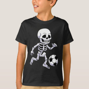 Halloween Skeleton Soccer Player Boys Kids  T-Shirt