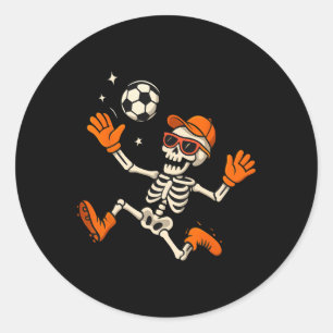 Halloween Skeleton Soccer Player Sports Fan Graphi Classic Round Sticker