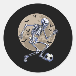 Halloween Skeleton Soccer Spooky Boys Costume  Classic Round Sticker