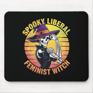 Halloween Skeleton Spooky Liberal Feminist Witch F Mouse Pad