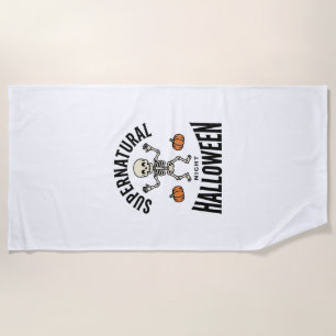 Halloween Skeleton Supernatural Funny Vintage_1 Beach Towel
