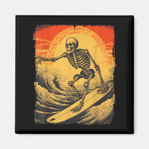 Halloween Skeleton Surfing Surfboard Spooky Season Magnet