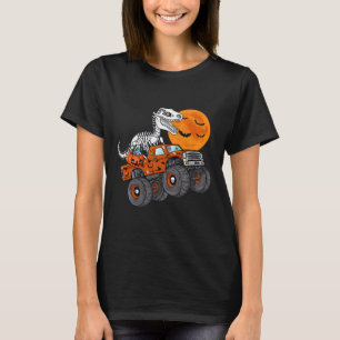 Halloween Skeleton T Rex Monster Truck Boys Kids T T-Shirt