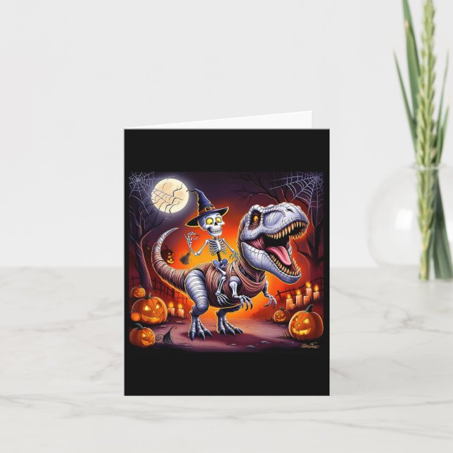 Halloween Skeleton T-rex Ride  Card (Front)