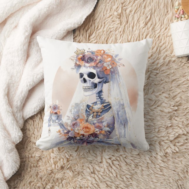 Halloween Skeleton Throw Pillow (Blanket)