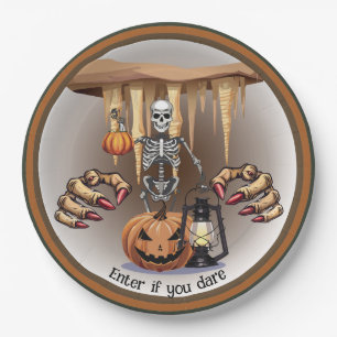 Halloween Skeleton Trick or Treating Paper Plate