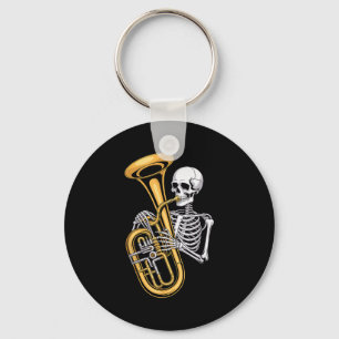 Halloween Skeleton Tuba Tubist Keychain
