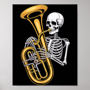 Halloween Skeleton Tuba Tubist Poster