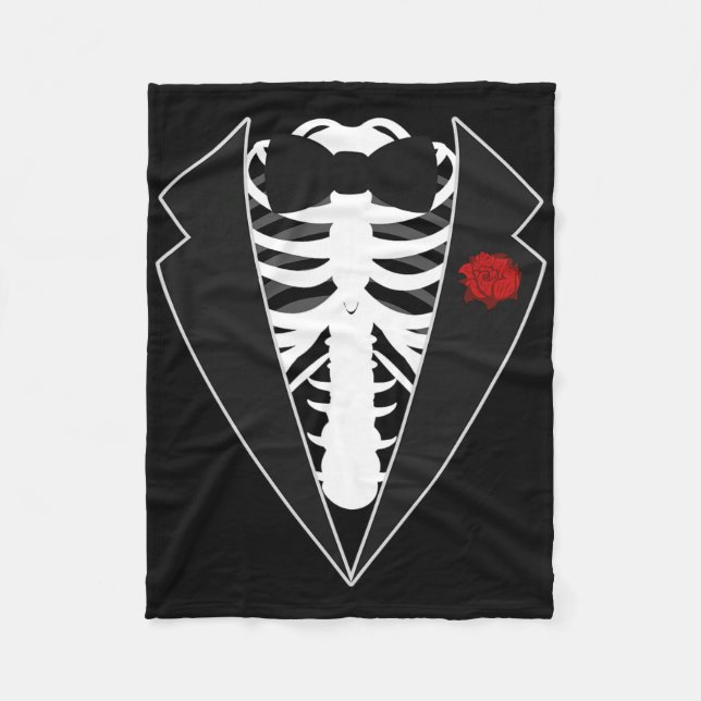 Halloween Skeleton Tuxedo Costume  Fleece Blanket (Front)
