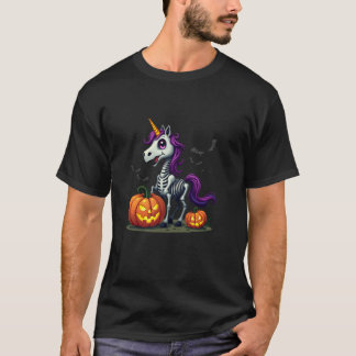 Halloween Skeleton Unicorn Pumpkin Trick Or Treat T-Shirt