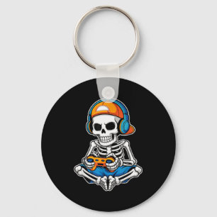 Halloween Skeleton Video Gamer Funny Gaming Boys M Keychain