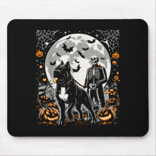 Halloween Skeleton Walking Skeletal Cane Corso Dog Mouse Pad