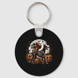 Halloween Skeleton Walking Skeletal Doberman Dog Keychain