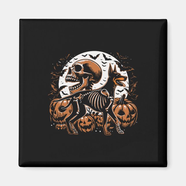 Halloween Skeleton Walking Skeletal Doberman Dog  Magnet (Front)