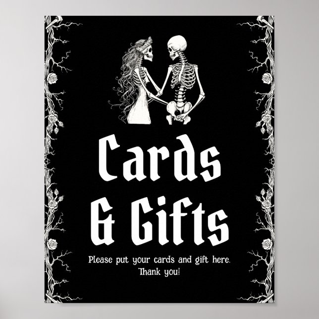 Halloween Skeleton Wedding Cards and Gifts Sign (Front)