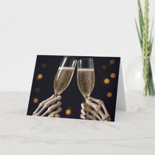 Halloween Skeleton Wedding Champagne Toast Card