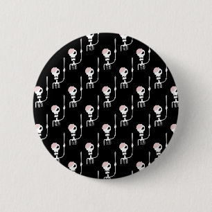 Halloween skeleton with a sword  2 inch round button
