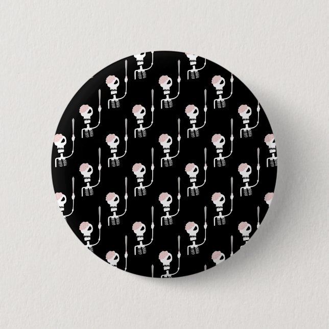 Halloween skeleton with a sword  2 inch round button (Front)