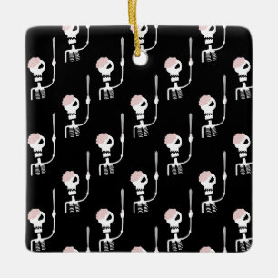 Halloween skeleton with a sword ceramic ornament