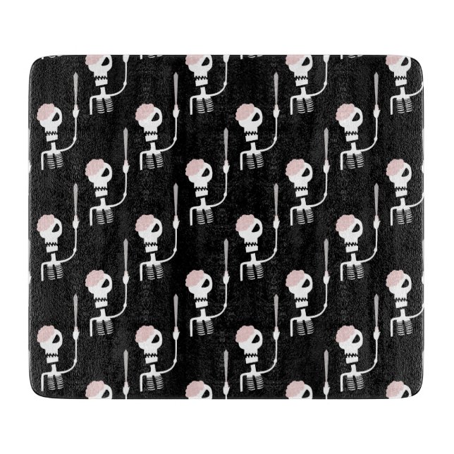 Halloween skeleton with a sword  cutting board (Front)