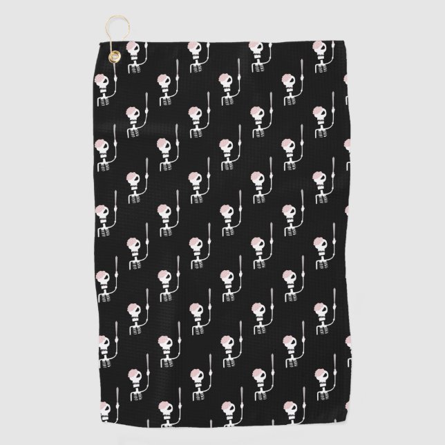 Halloween skeleton with a sword  golf towel (Front)
