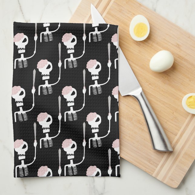 Halloween skeleton with a sword  kitchen towel (Quarter Fold)