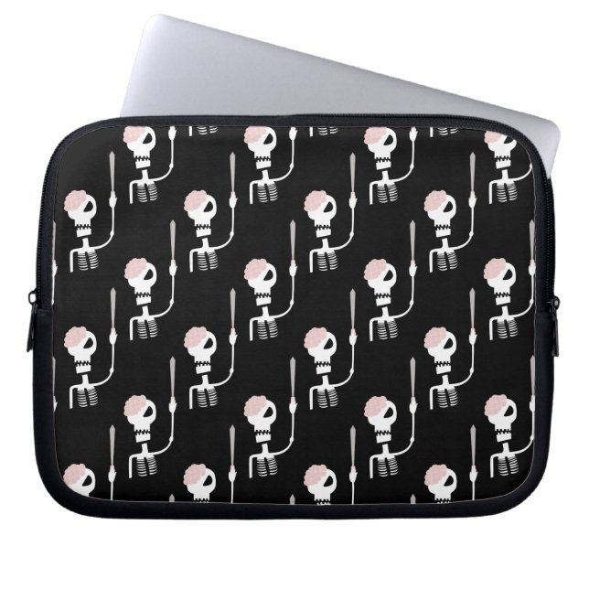 Halloween skeleton with a sword  laptop sleeve (Front)