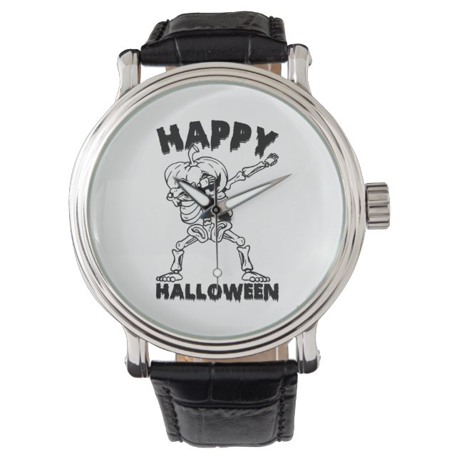 Halloween Skeleton with Pumpkin - Happy Halloween Watch (Front)