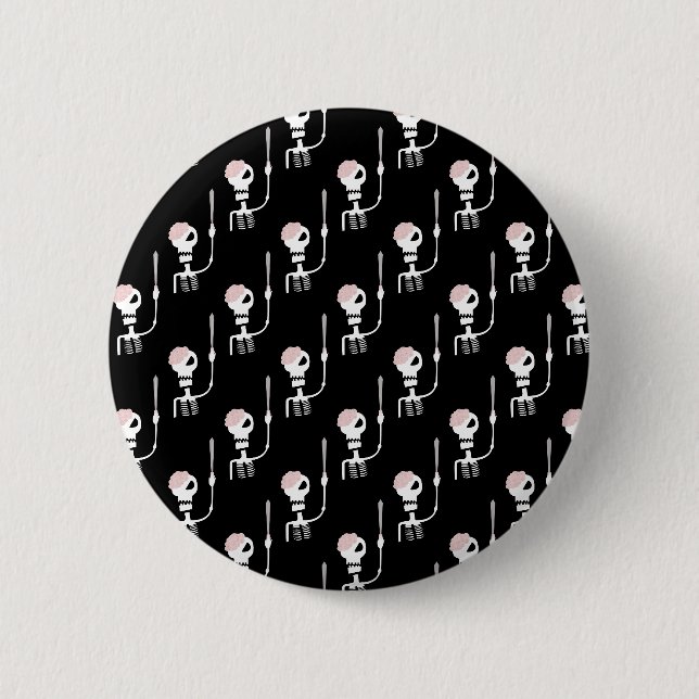 Halloween Skeleton with Sword 2 Inch Round Button (Front)