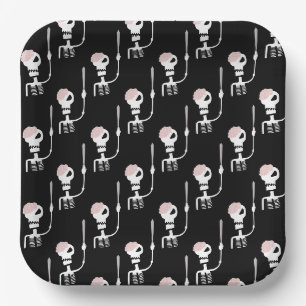 Halloween Skeleton with Sword Paper Plate