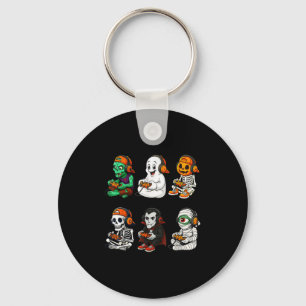 Halloween Skeleton, Zombie Gamer Video Gaming  Keychain
