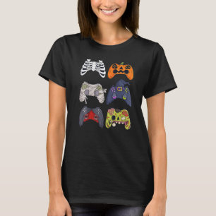 Halloween Skeleton Zombie Gaming Controllers Boys T-Shirt