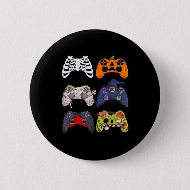 Halloween Skeleton Zombie Gaming Controllers Mummy 2 Inch Round Button (Front)
