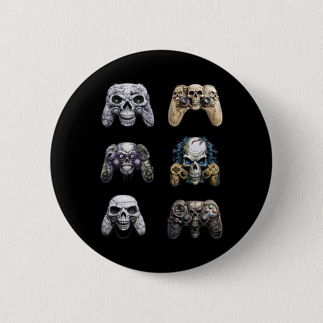 Halloween Skeleton Zombie Gaming Controllers Mummy 2 Inch Round Button (Front)