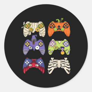 Halloween Skeleton Zombie Gaming Controllers Mummy Classic Round Sticker