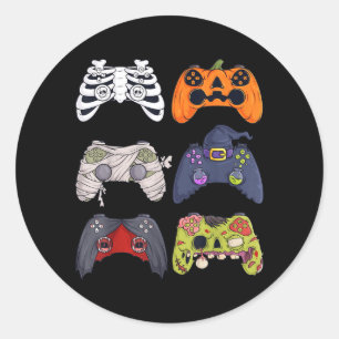 Halloween Skeleton Zombie Gaming Controllers Mummy Classic Round Sticker