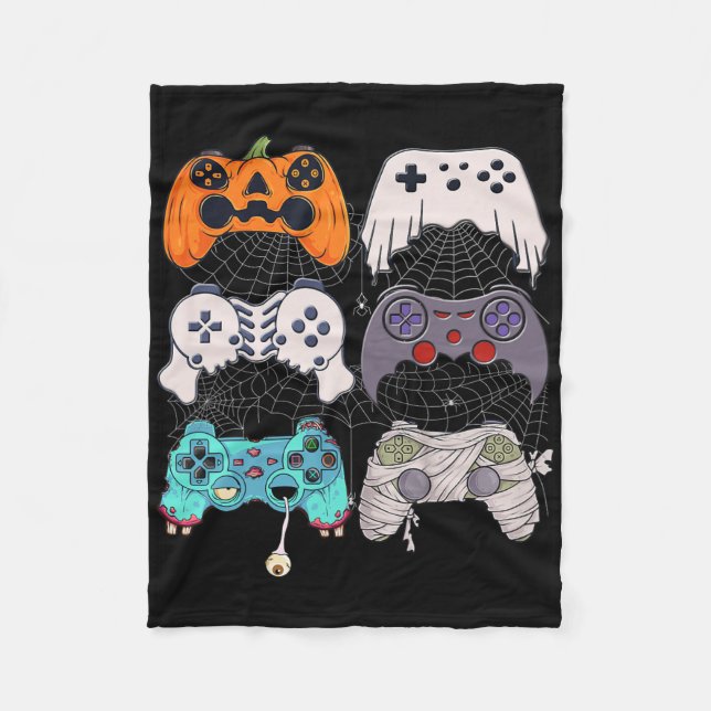 Halloween Skeleton Zombie Gaming Controllers Mummy Fleece Blanket (Front)