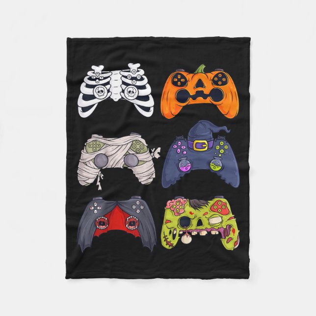 Halloween Skeleton Zombie Gaming Controllers Mummy Fleece Blanket (Front)