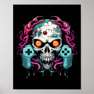 Halloween Skeleton Zombie Gaming Controllers Mummy Poster