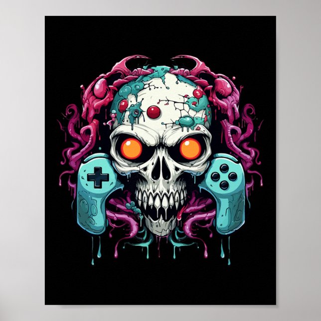 Halloween Skeleton Zombie Gaming Controllers Mummy Poster (Front)