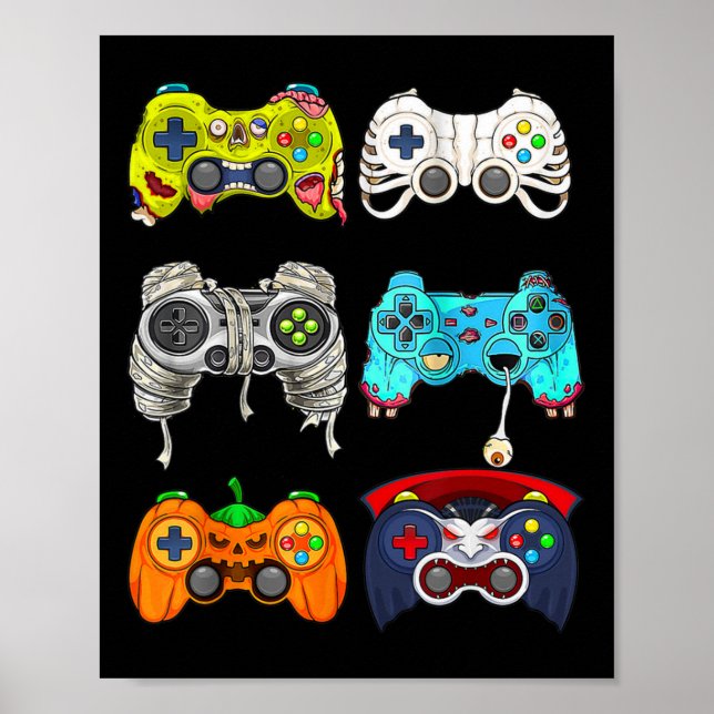 Halloween Skeleton Zombie Gaming Controllers Mummy Poster (Front)