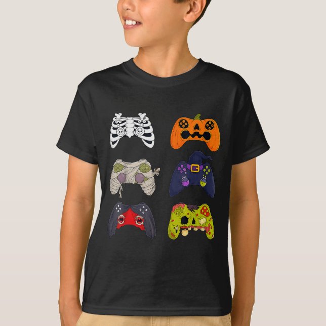 Halloween Skeleton Zombie Gaming Controllers  T-Shirt (Front)