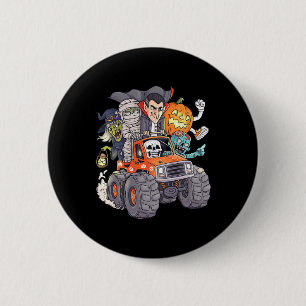 Halloween Skeleton Zombie Monster Truck Vampire Bo 2 Inch Round Button
