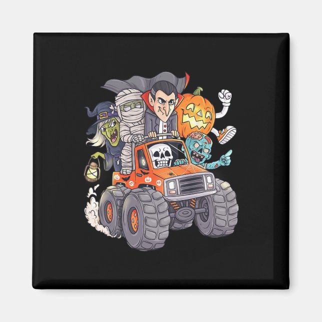 Halloween Skeleton Zombie Monster Truck Vampire Bo Magnet (Front)